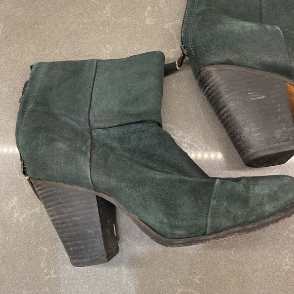 💛 Rag and Bone Green Leather Booties Size 38 - Picture 2 of 5